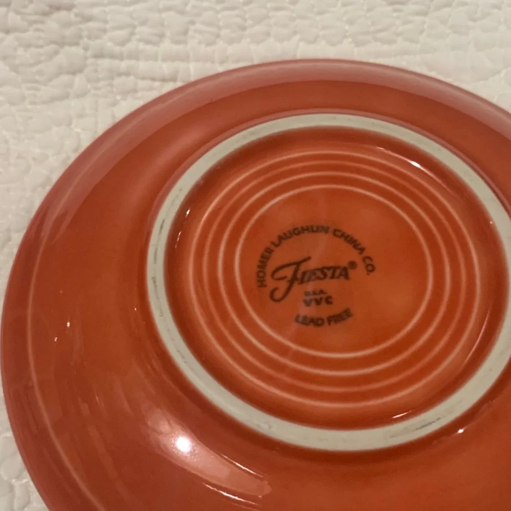 Pink orange Fiesta Fiestaware teacup and saucer